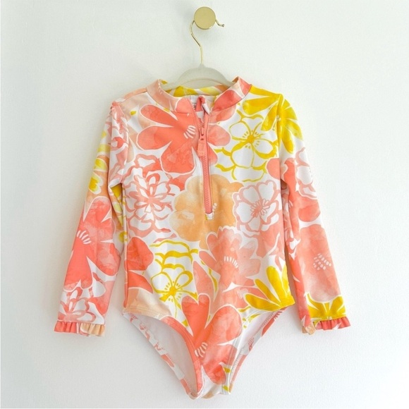 CARTER’S Just One You Long sleeve Floral Rashguard Girls 3T Swimsuit - Like New - Picture 5 of 5